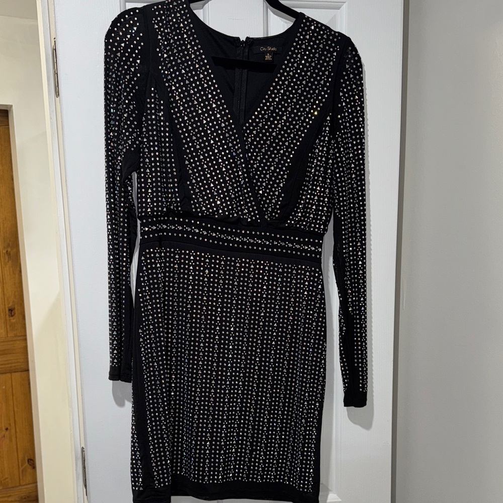 City Studio Black Dress with Silver Accents